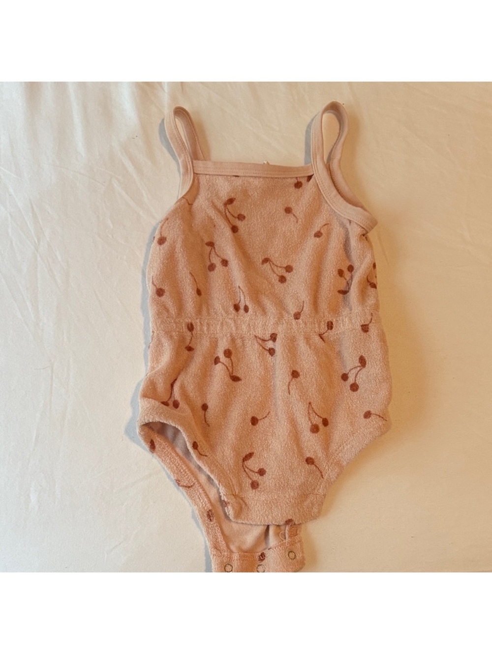Quincy Mae Blush Cherry Terry One-Piece Bodysuit